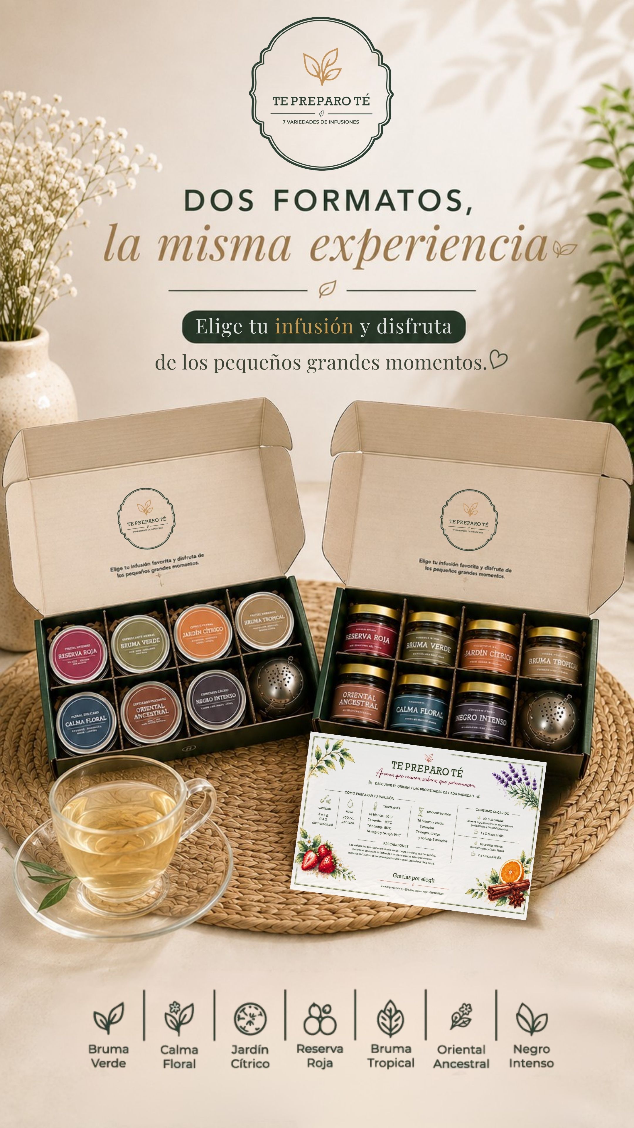 Kits Te Preparo Té en formatos frascos y latas