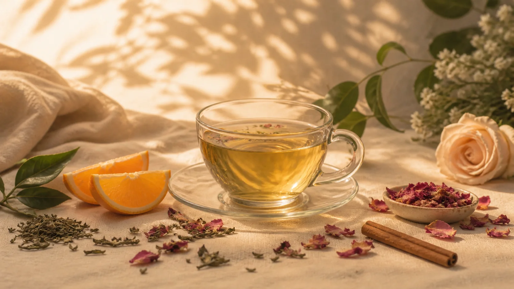 Infusión Jardín Cítrico: té verde, naranja, rosas y canela