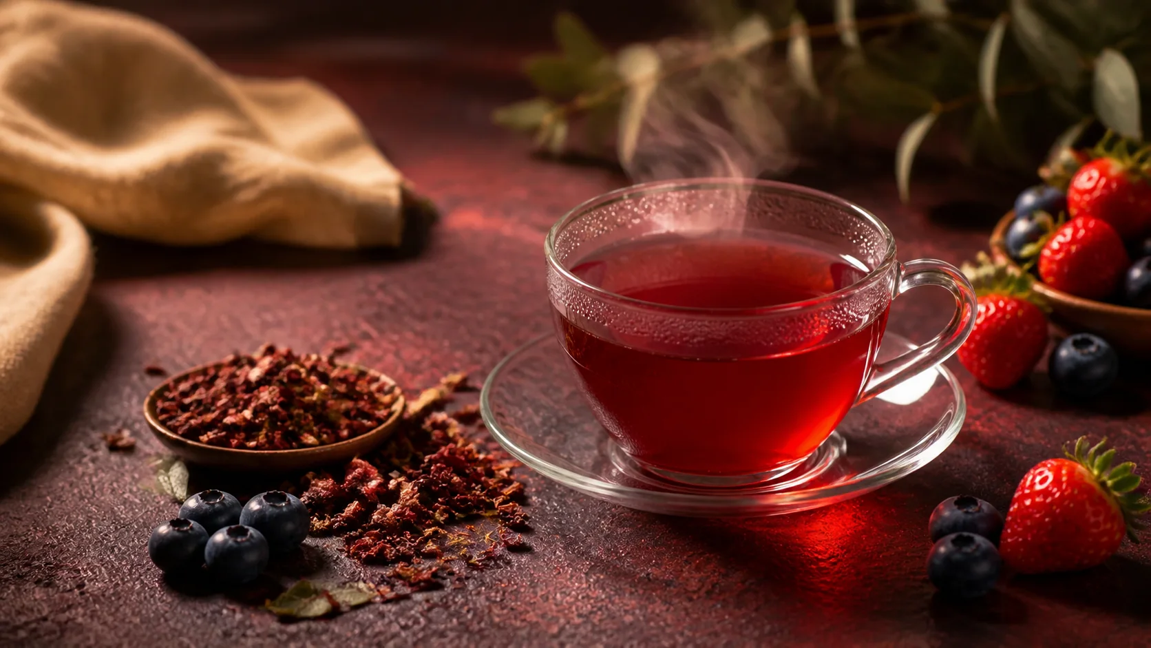 Infusión Reserva Roja: té rojo, frutillas y arándanos